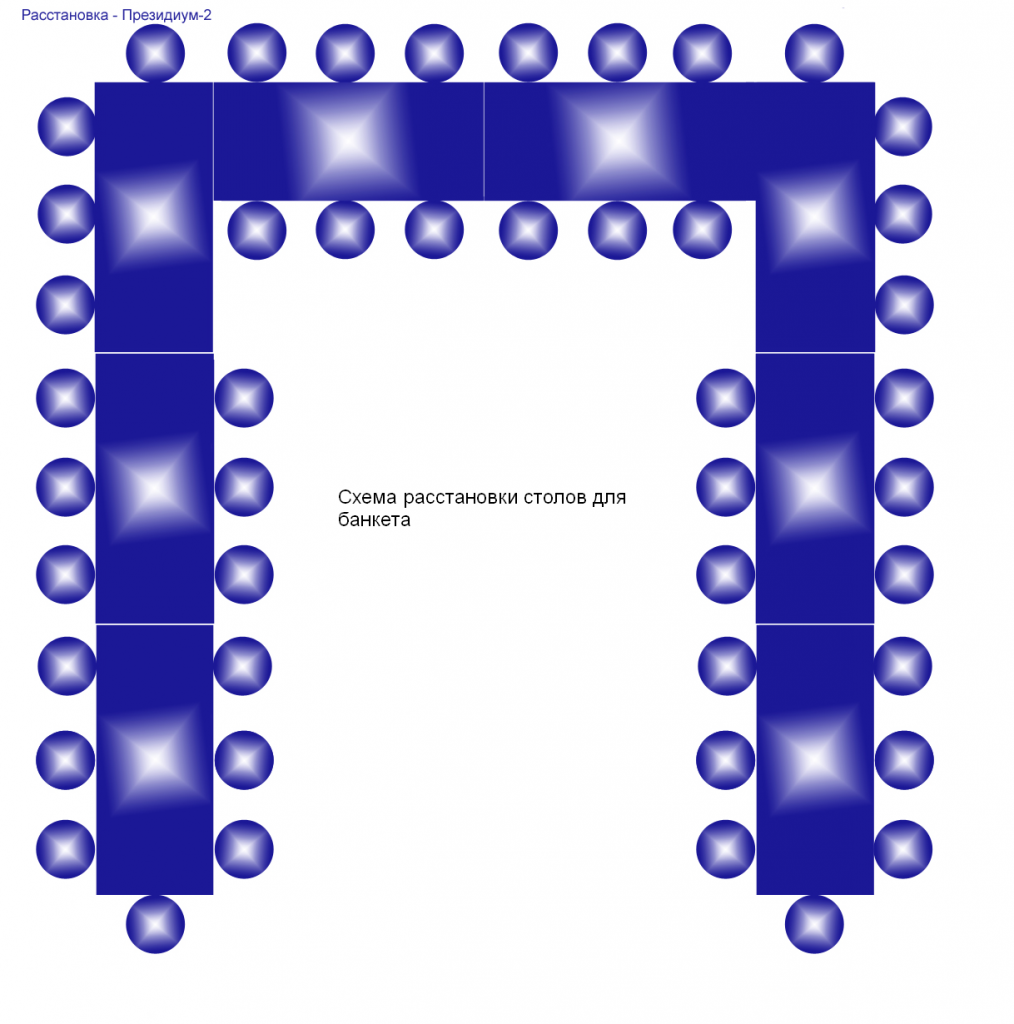 Расстановка столов на банкете схема