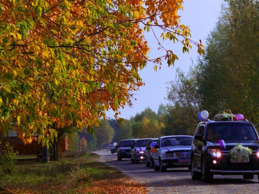Осенняя свадьба за городом: безупречный трансфер и комфорт гостей